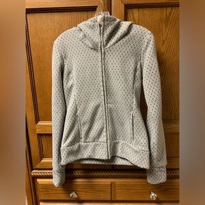 Bench Women’s Fleece Zip Up Jacket Hoodie Grey White Circle Pattern Size Medium
